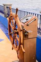 Ship helm close-up photo