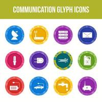 Unique communication vector glyph icon set