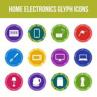 conjunto de iconos de glifo de vector de electrónica de hogar único