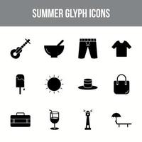 Unique summer vector glyph icon set