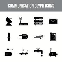 Unique communication vector glyph icon set