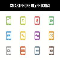 Unique smartphone vector glyph icon set