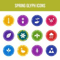 Unique spring vector glyph icon set