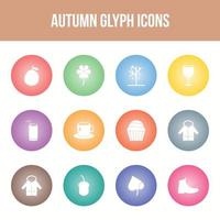 conjunto de iconos de glifo de vector de otoño único