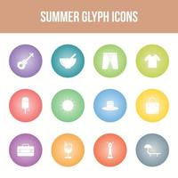 conjunto de iconos de glifo de vector de verano único