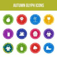 conjunto de iconos de glifo de vector de otoño único
