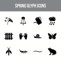 Unique spring vector glyph icon set