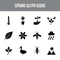 Unique spring vector glyph icon set