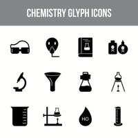 Unique chemistry vector glyph icon set