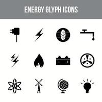 Unique energy vector glyph icon set