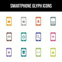 Unique smartphone vector glyph icon set