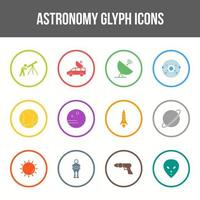 Unique astronomy vector glyph icon set