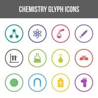 Unique chemistry vector glyph icon set