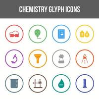 conjunto de iconos de glifo de vector de química única