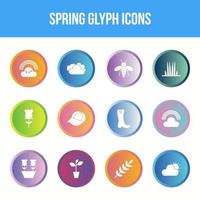 conjunto de iconos de glifo de vector de primavera único