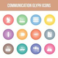 Unique communication vector glyph icon set