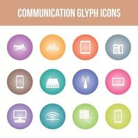 Unique communication vector glyph icon set