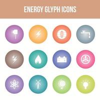 Unique energy vector glyph icon set