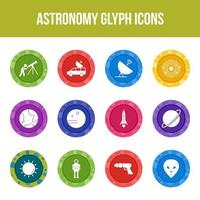 Unique astronomy vector glyph icon set