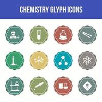 conjunto de iconos de glifo de vector de química única