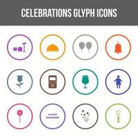 conjunto de iconos de glifo de vector de celebración única