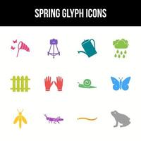 Unique spring vector glyph icon set