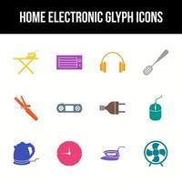 Unique home electronic vector glyph icon set