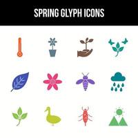 Unique spring vector glyph icon set