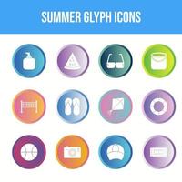 Unique summer vector glyph icon set