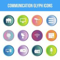 Unique communication vector glyph icon set