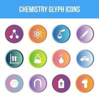 Unique chemistry vector glyph icon set