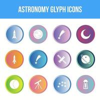 Unique astronomy vector glyph icon set