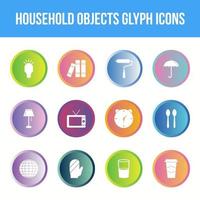 Unique household objects vector glyph icon set