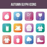 Unique autumn vector glyph icon set