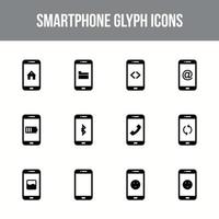 Unique smartphone vector glyph icon set