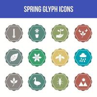 conjunto de iconos de glifo de vector de primavera único
