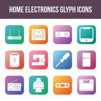 Unique home electronics vector glyph icon set