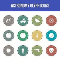 Unique astronomy vector glyph icon set