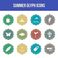 Unique summer vector glyph icon set