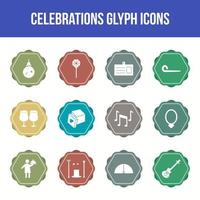 Unique celebration vector glyph icon set