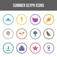 Unique summer vector glyph icon set