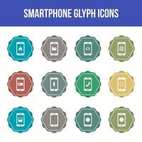 conjunto de iconos de glifo de vector de teléfono inteligente único