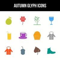 Unique autumn vector glyph icon set