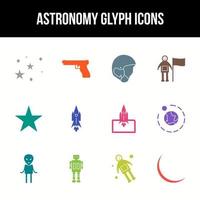 Unique astronomy vector glyph icon set