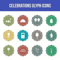 conjunto de iconos de glifo de vector de celebración única