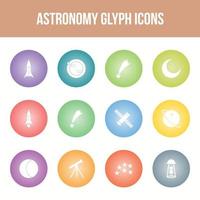 Unique astronomy vector glyph icon set