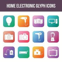 Unique home electronic vector glyph icon set