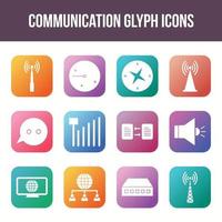 Unique communication vector glyph icon set