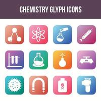 Unique chemistry vector glyph icon set