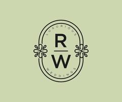 RW Initials letter Wedding monogram logos template, hand drawn modern minimalistic and floral templates for Invitation cards, Save the Date, elegant identity. vector
